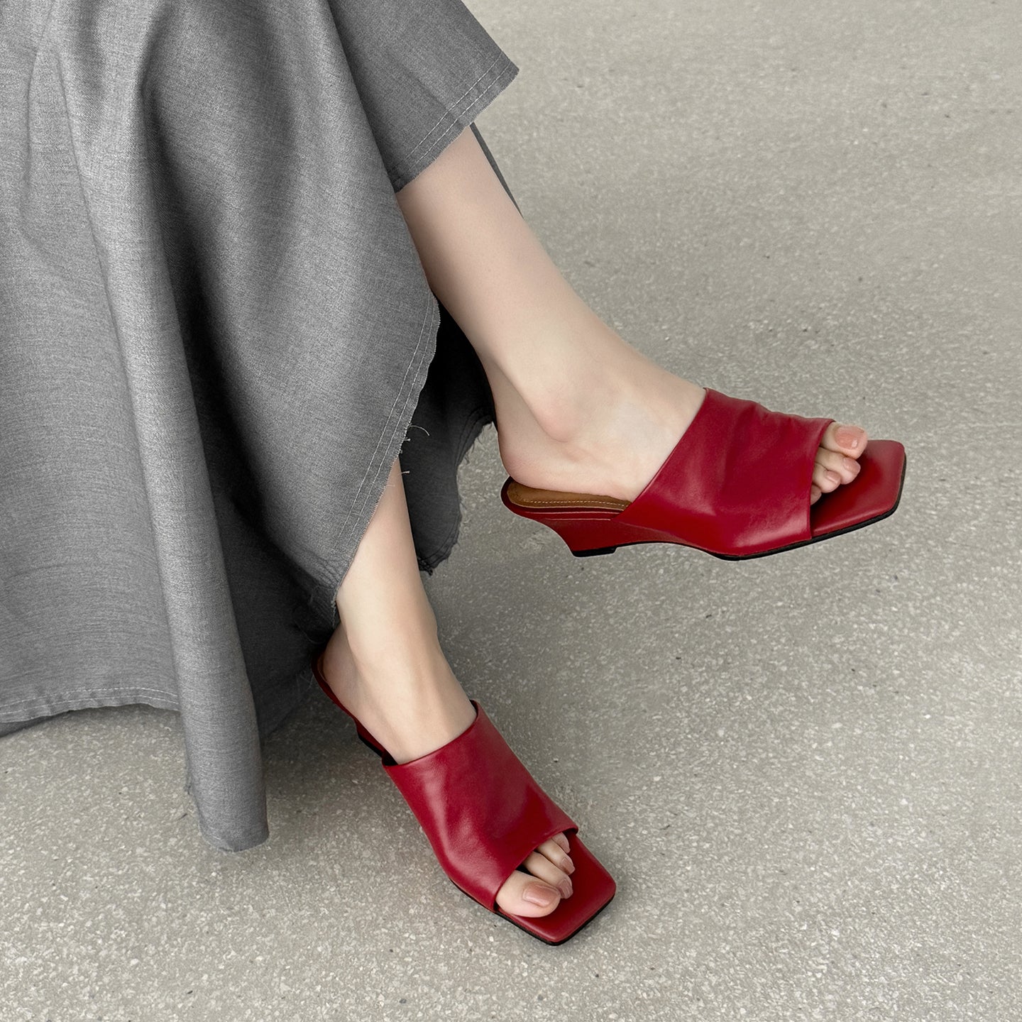 Minimalist Soft Sheepskin Wedge Sandals - Summer Slides - High-End Comfort Footwear