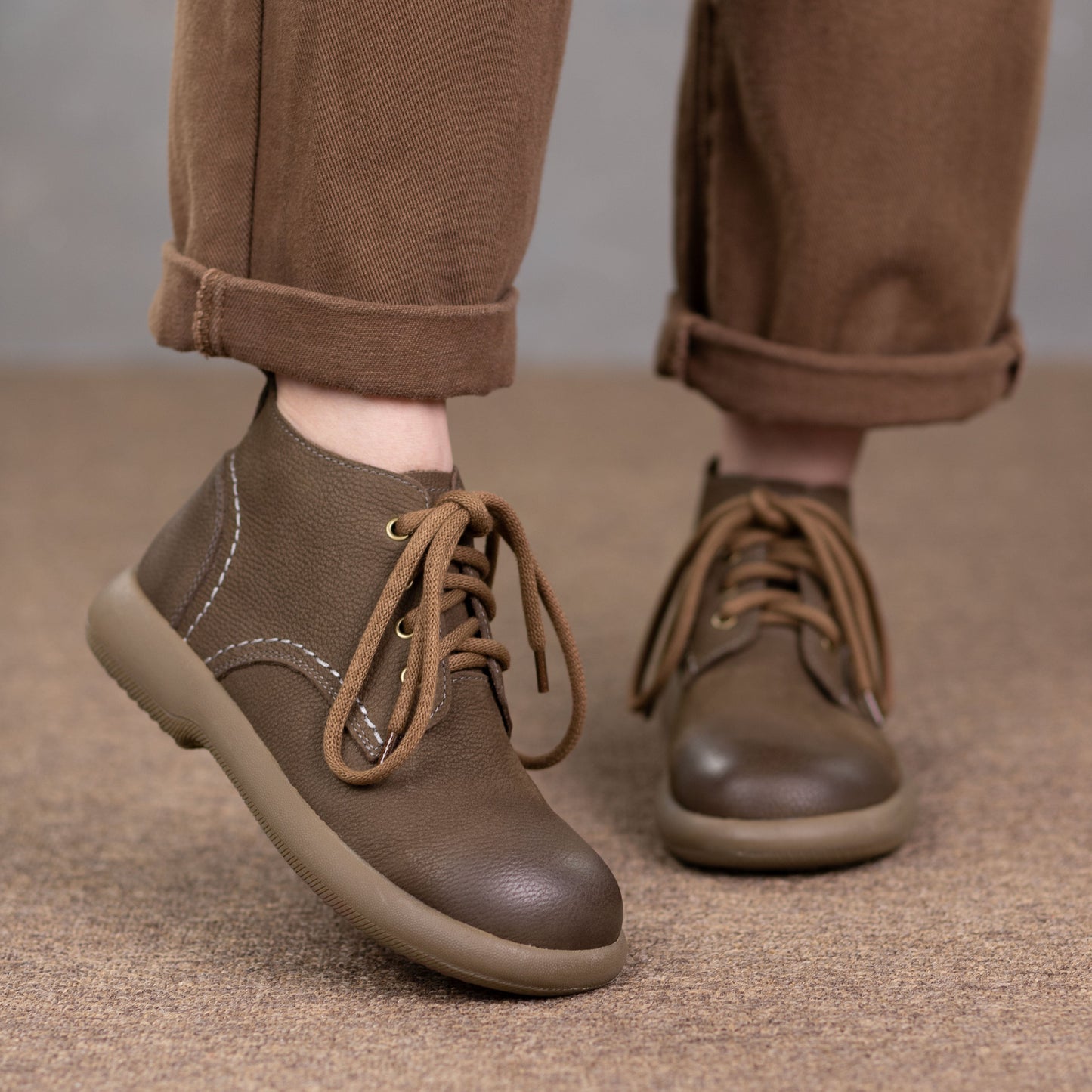 Women's Literary Leather Vintage Casual Lace-up Ankle Boots