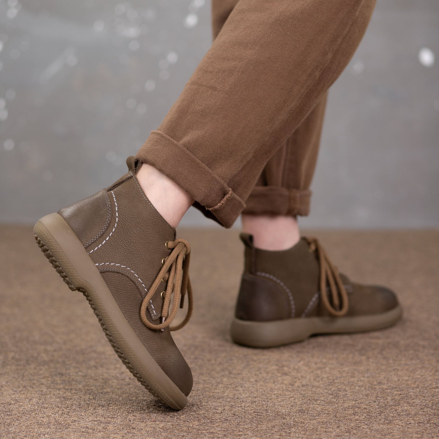 Women's Literary Leather Vintage Casual Lace-up Ankle Boots