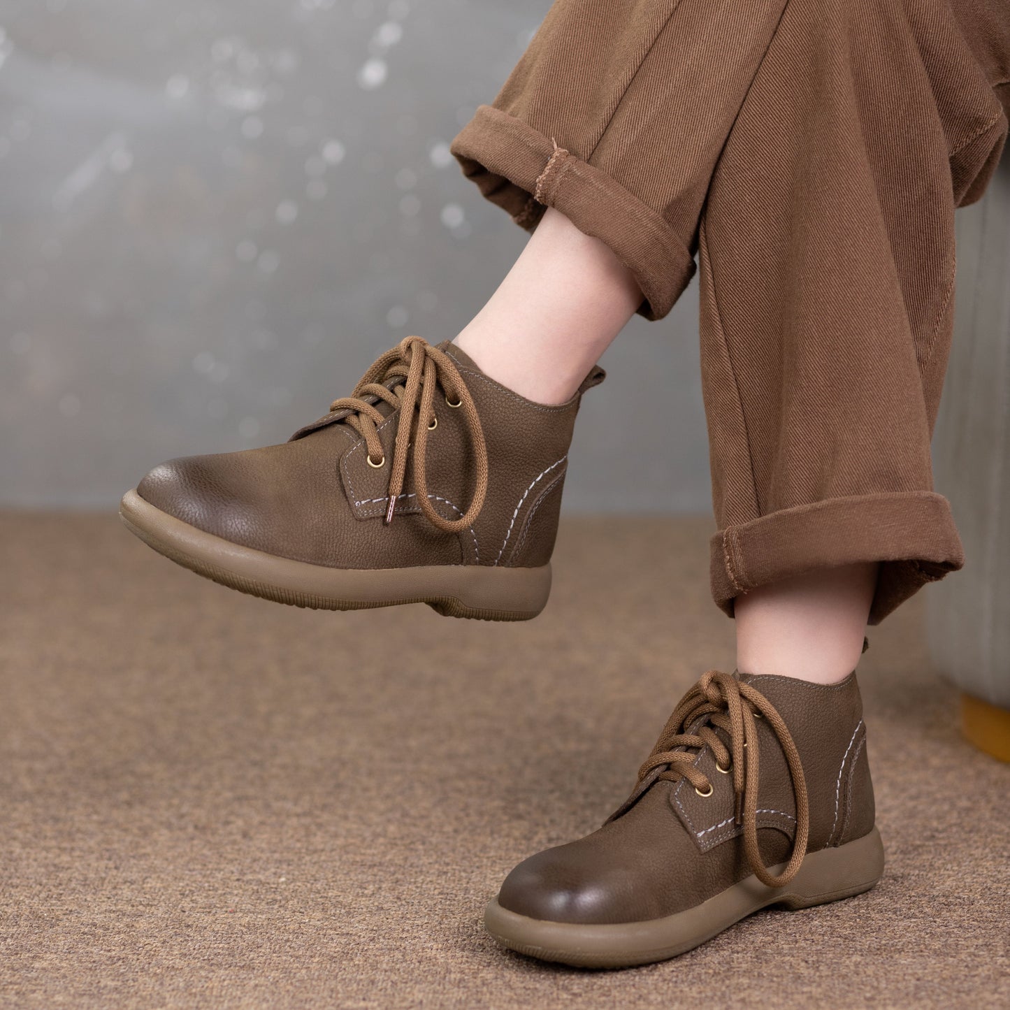Women's Literary Leather Vintage Casual Lace-up Ankle Boots