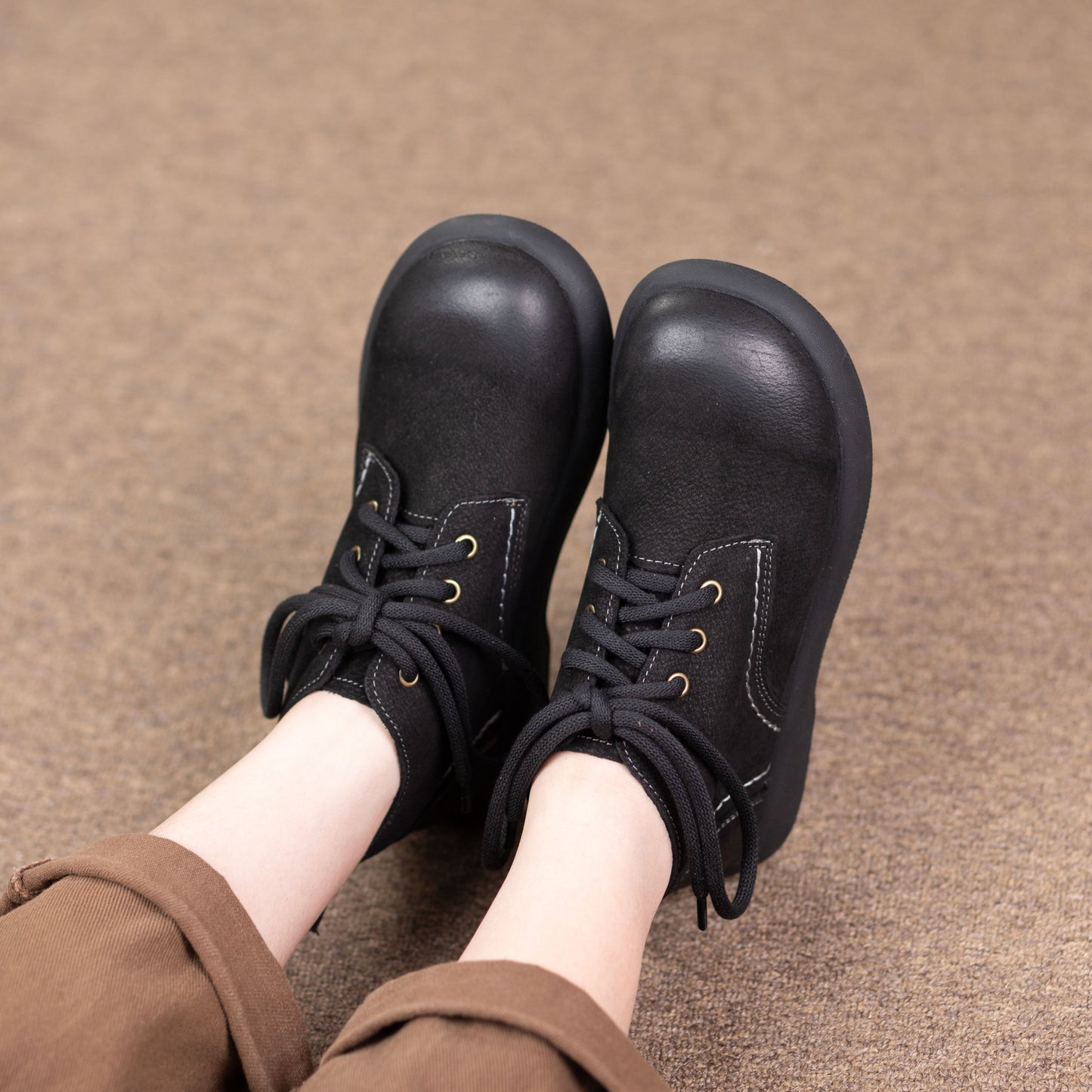 Women's Literary Leather Vintage Casual Lace-up Ankle Boots