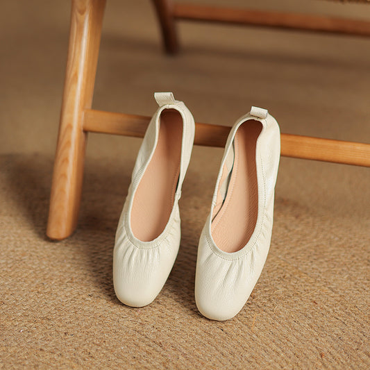 Elegant Soft Leather Ballet Shoes - Flexible Elasticized Flats Sheepskin Upper Classic Footwear