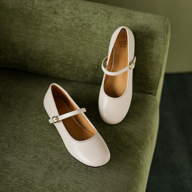 Women's Patent Mary Janes Elegant Round-Toe Summer Flat Heel