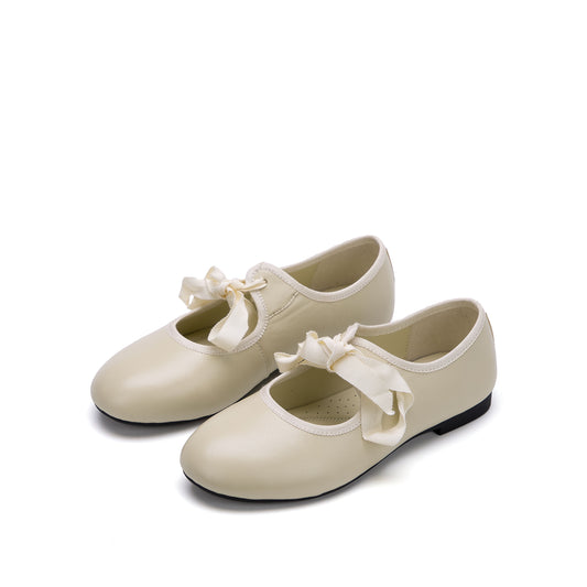 Women's Luxury Lambskin Ballet Flats - Silky Ribbon Lace-up