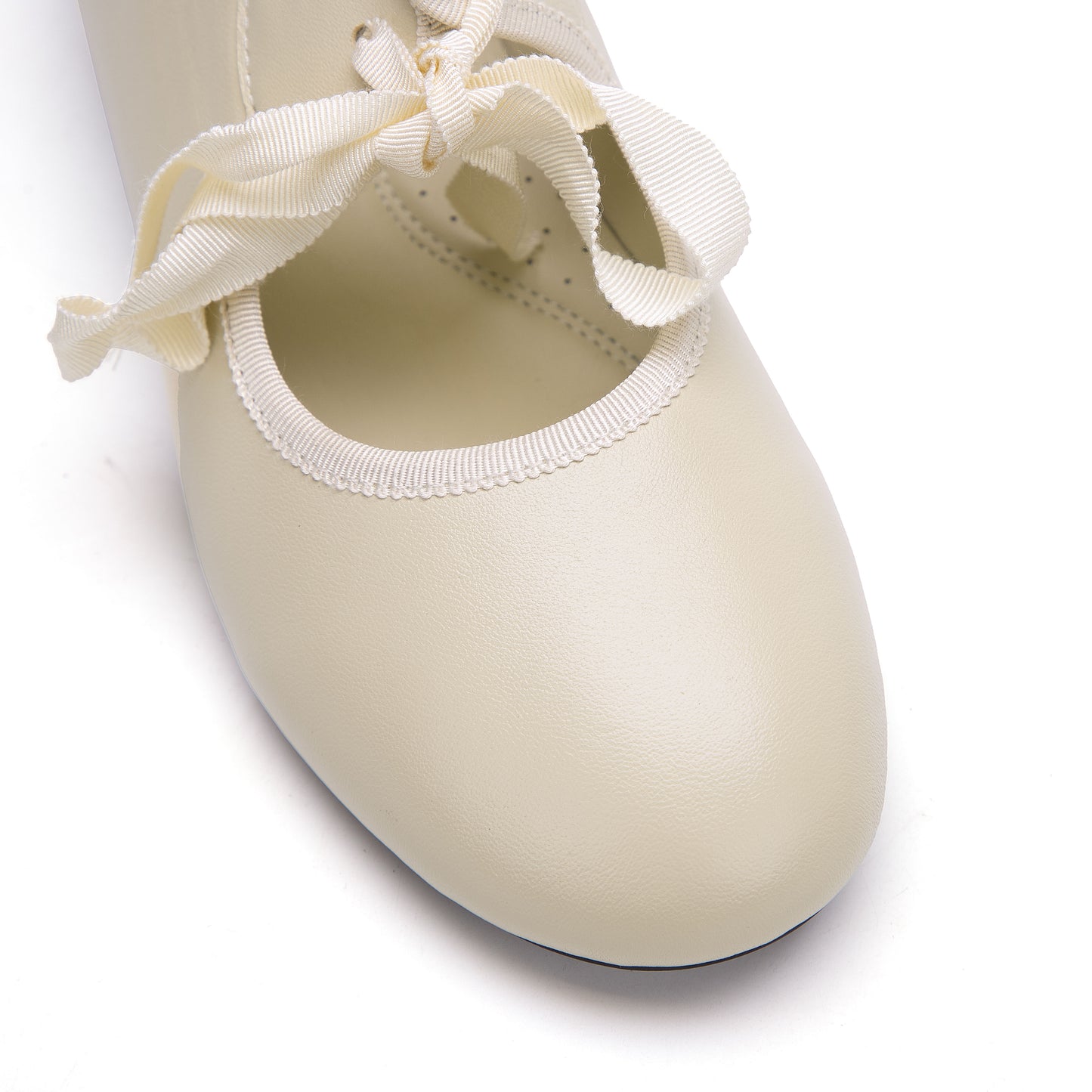 Women's Luxury Lambskin Ballet Flats - Silky Ribbon Lace-up