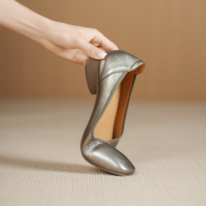 Ultra-Soft Sheepskin Office Heels - Breathable Leather Pumps - Stable Mid-Heel Shoes