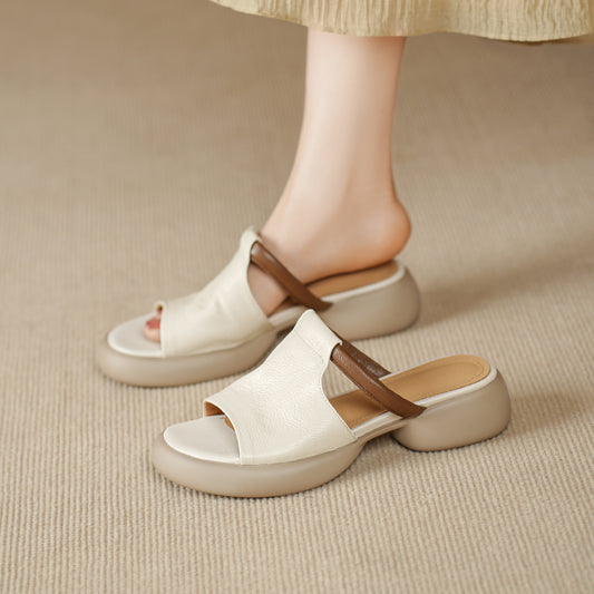 Women's Ultra-Soft Sheepskin Summer Mules Sandals - Lightweight Platform Shoes