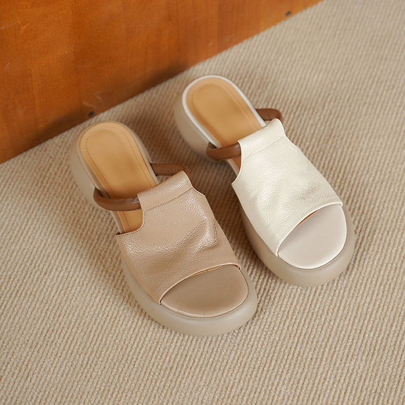 Women's Ultra-Soft Sheepskin Summer Mules Sandals - Lightweight Platform Shoes