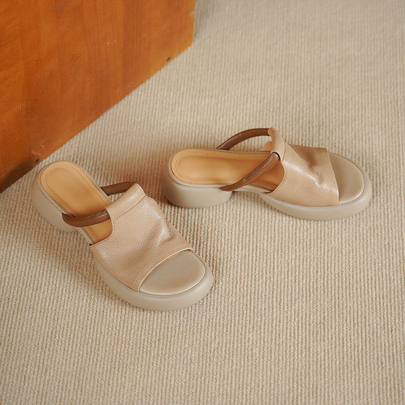 Women's Ultra-Soft Sheepskin Summer Mules Sandals - Lightweight Platform Shoes