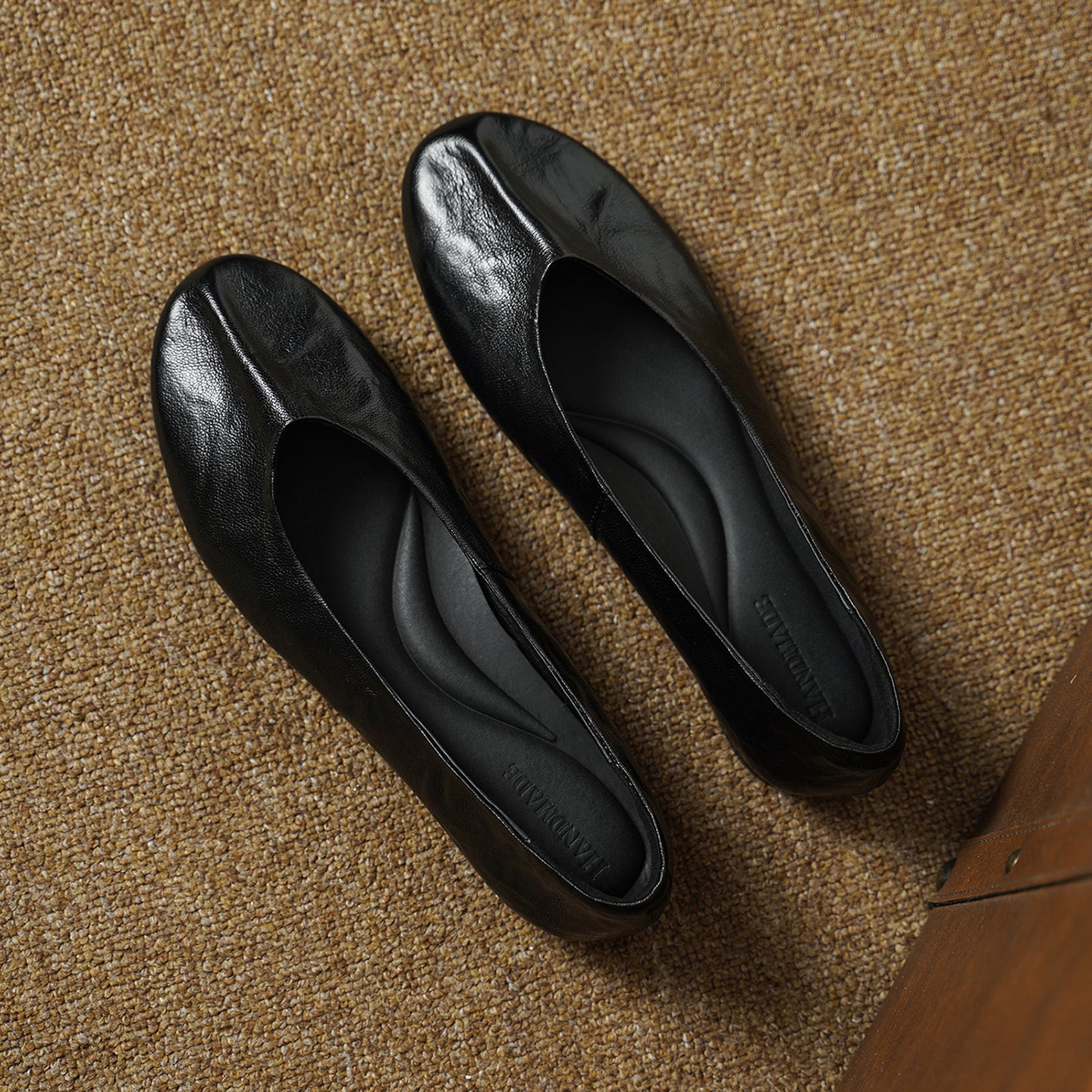 Women's Handmade Soft Sheepskin Ballet Flats Round Toe Slip-on Flat Shoes