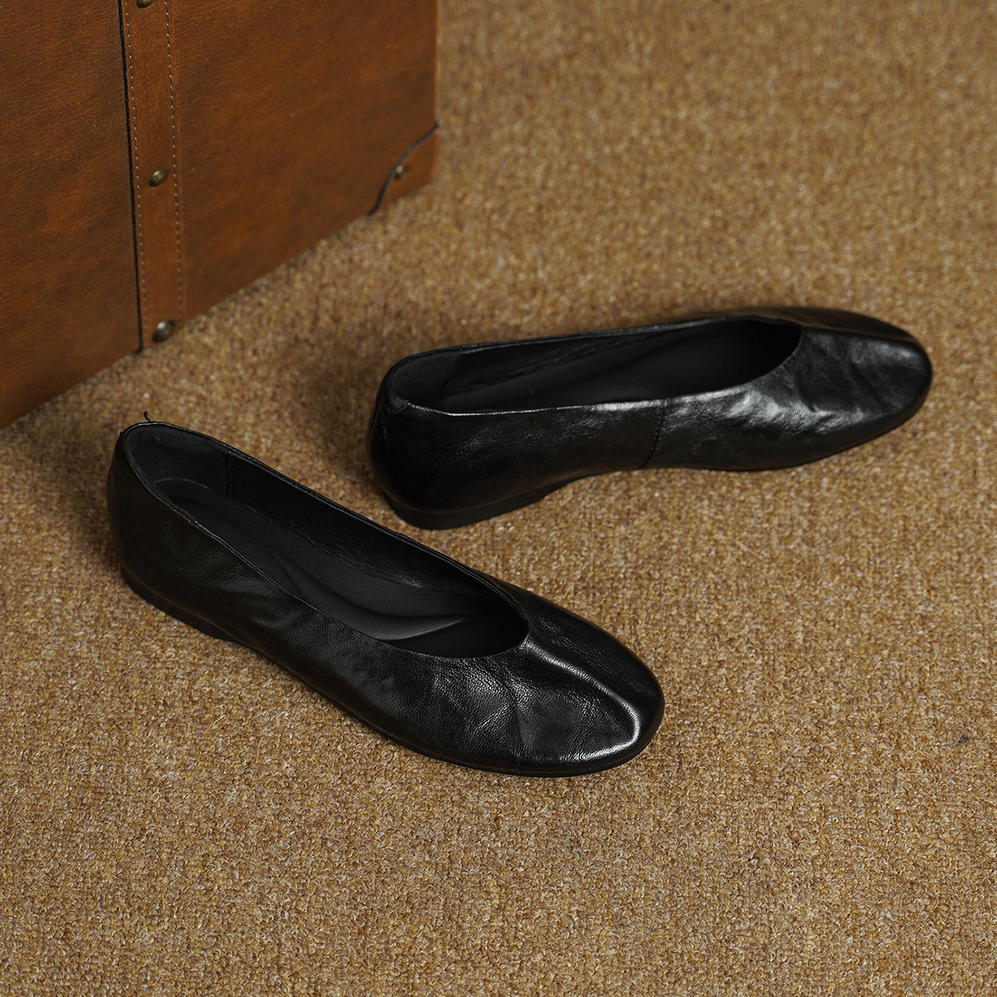 Women's Handmade Soft Sheepskin Ballet Flats Round Toe Slip-on Flat Shoes