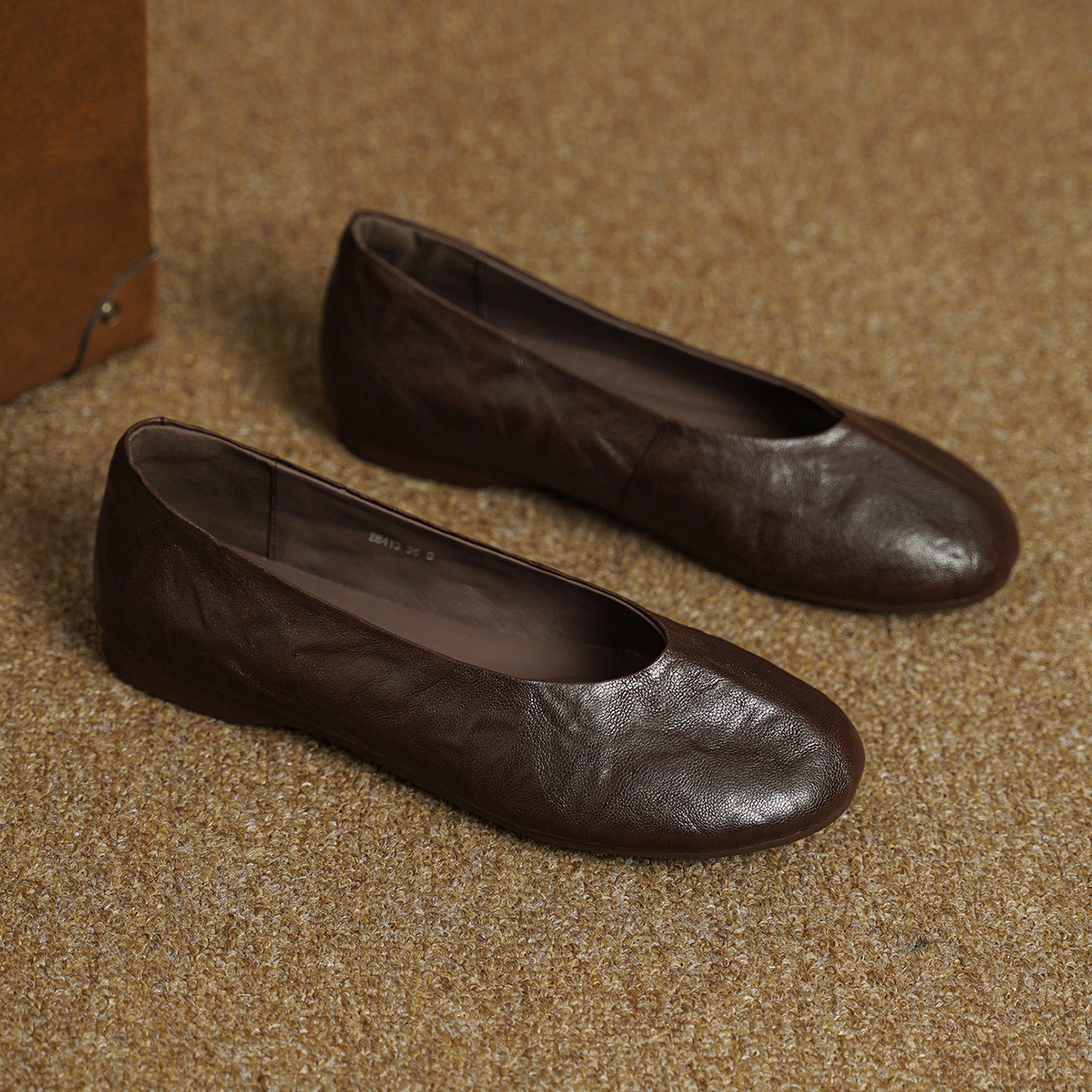 Women's Handmade Soft Sheepskin Ballet Flats Round Toe Slip-on Flat Shoes