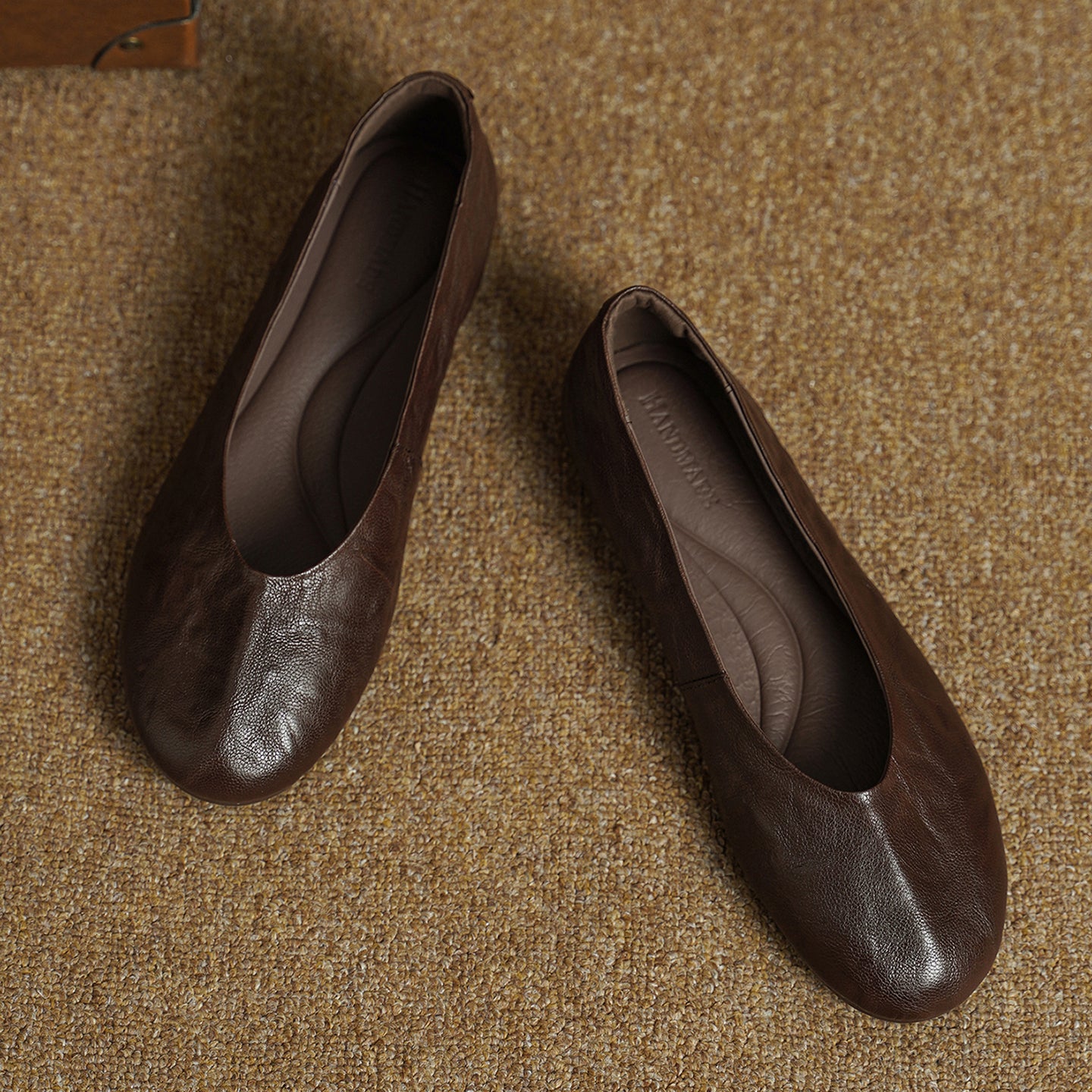 Women's Handmade Soft Sheepskin Ballet Flats Round Toe Slip-on Flat Shoes