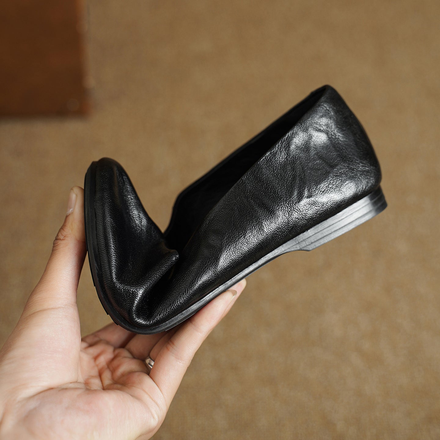 Women's Handmade Soft Sheepskin Ballet Flats Round Toe Slip-on Flat Shoes
