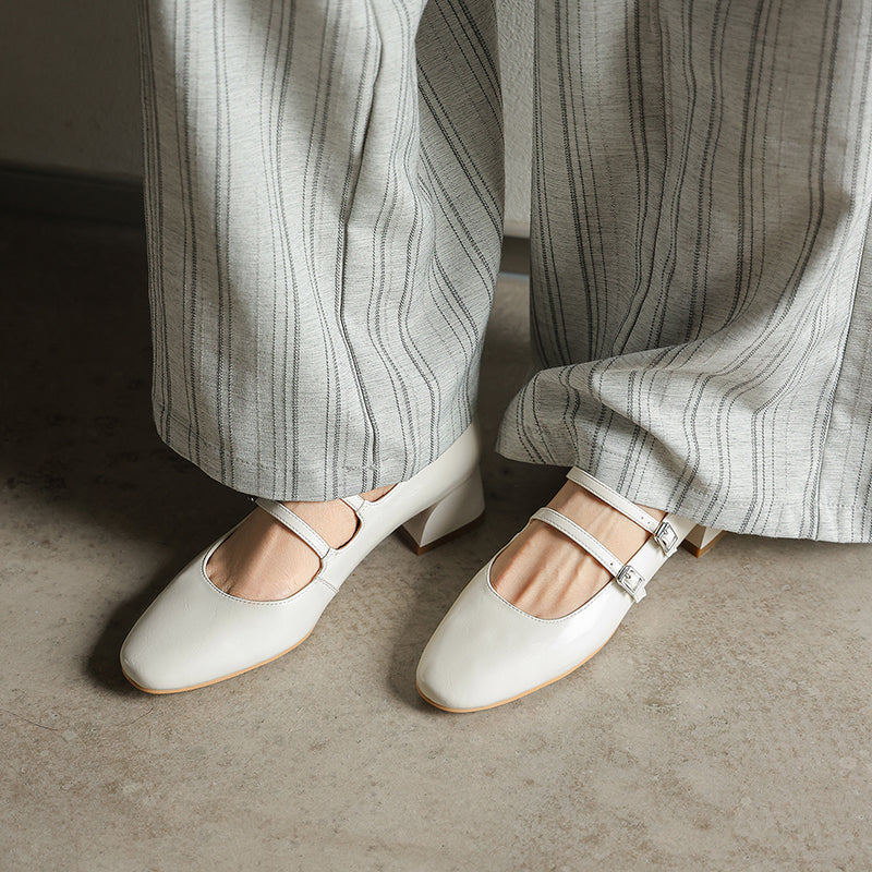 Modern Patent Leather Professional Mary Janes - Stable Mid-Heel Dress Shoes - Elegant All-Day Comfort Pumps