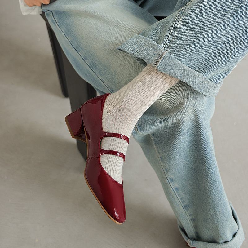 Modern Patent Leather Professional Mary Janes - Stable Mid-Heel Dress Shoes - Elegant All-Day Comfort Pumps
