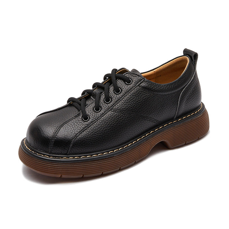 Womens Platform Oxfords Lace Up Flats Leather Shoes