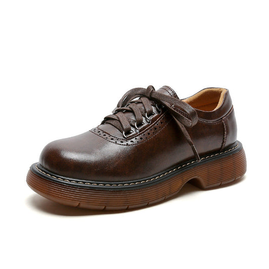 Womens Casual Comfortable Round Toe Oxford & Lace-Up Flat Shoes