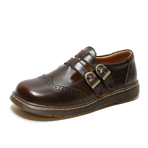 Womens Mary Jane Flat Leather T-Strap Casual Shoes - RetroStep