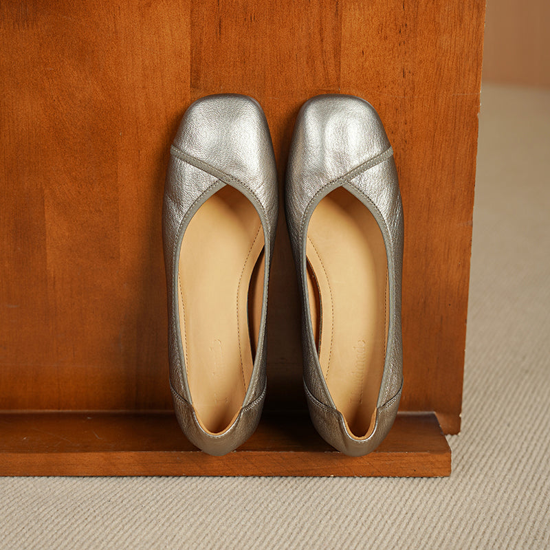 Ultra-Soft Sheepskin Office Heels - Breathable Leather Pumps - Stable Mid-Heel Shoes