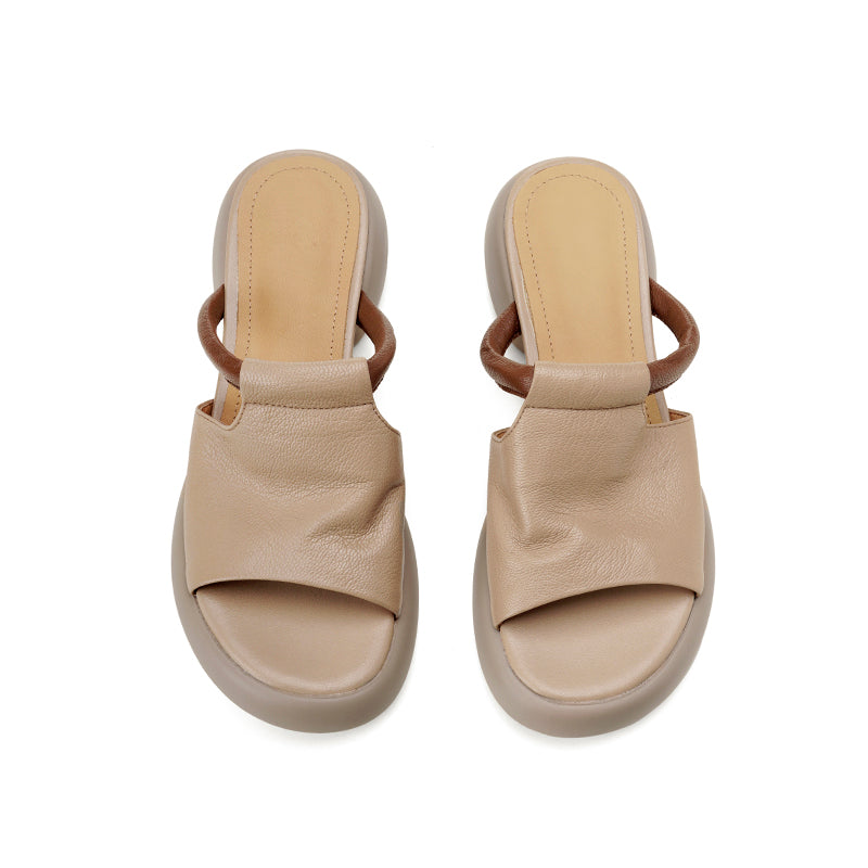 Women's Ultra-Soft Sheepskin Summer Mules Sandals - Lightweight Platform Shoes