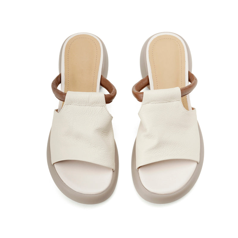 Women's Ultra-Soft Sheepskin Summer Mules Sandals - Lightweight Platform Shoes